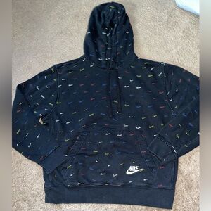 Nike Men's Black Hoodie with Multicolor Accents